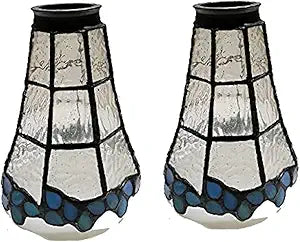 HUIMEIJU Tiffany fan lamp, 2 lampshades stained glass wall lamp, single lampshadeStained Glass Fan Light