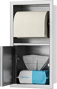 Toilet Paper Holder, Hidden Tampon Storage Holder, in Wall Toilet Roll Holder, Recessed Toilet Niche for Bathroom (Brushed)