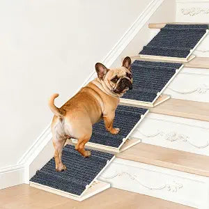 4 Pack Adjustable Dog Ramps for Stairs, Upgraded Pet Stair Ramp for Small Dogs, Portable Dog Stairs with Mat for Small Dogs and Cats, Non-Slip Pet Steps for Senior, Short-Legged & Injured Pets