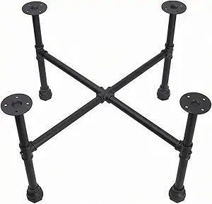 Industrial Round Coffee Table, Circle Wood Pottery Barn Coffee Table with Heavy Duty Metal Pipes Legs, Accent Cocktail Table Center Table with Open Shelf Storage for Living Room Home