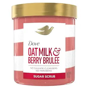 Dove Sugar Body Scrub For Women, Oat Milk & Berry Brulee, 15 oz
