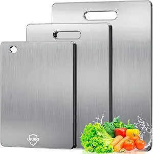 Titanium Cutting Board, 3 PCS Titanium Cutting Boards for Kitchen, Non Toxic, Double-Sided Food Grade Chopping Board for Outdoor Camping(15.6" x 11", 13" x 9.3", 11.8" x 7.8")