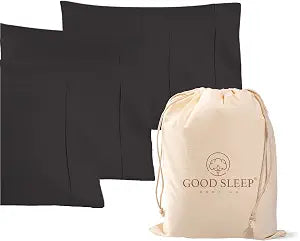 1000 TC Black Standard Pillowcases Set of 4 100% Egyptian Cotton Pillow Cases with Long Staple Cotton & Sateen Weave, Silky Soft Hotel - Like Bed Pillow Covers for Comfy Sleeping, Snug Fit