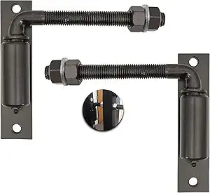 2 Pack J-Bolt Gate Hinge with Plate, Heavy Duty Welded Hinge for Doors Gates, Driveway Gates for Welding on Larger Iron or Steel Gates (Black-A-5 Inches)