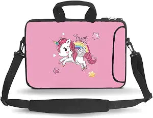 14 15 15.4 15.6 inch Messenger Bag Carrying Case Sleeve with Handle Accessory Pocket Fits 14 to 15-Inch Laptops/Notebook/Ebooks/Kids Tablet/Pad(Cute Unicorn)