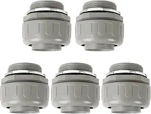 Conduit Connectors, 2 Inch, Straight, Grey, 5-Pack