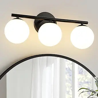 foucasal Black 3-Light Globe Bathroom Vanity Light Fixture Over Mirror