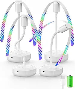 Edvision 4 Pack Food Table Fan, 2000mAh USB Powered Rechargeable Food Fan, Portable Fan with Flexible Goose-Neck and Soft Blades for BBQ, Patio, Party (White)