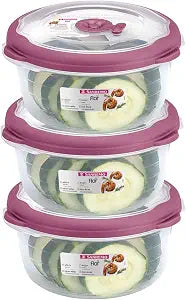 Tribello 3.1 Cup Plastic Bowls Food Storage Container With Lid For Leftovers, Meal Prep, Microwave/Dishwasher Safe, Steam Vent/Air-Tight Lid, For Soup Freezer Storage Set - 25 Oz - 6 Piece Set
