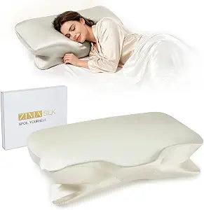 ZIMASILK 100% 22 Momme Mulberry Silk Cervical Pillow Case for Hair and Skin, Soft Silk Cover with Hidden Zipper, for Side Back Sleepers, Pillowcase Only, 1pc (Ivory)