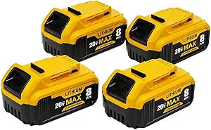 20V 8.0Ah Replacement for Dewalt 20V Max Battery, 4-Pack Batteries Compatible with Dewalt Battery Cordless Power Tools and Chargers