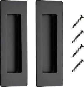 JOY DECOR Black Pocket Door Handles Sliding Door Handles, 5.9 Inch, 2 Pack