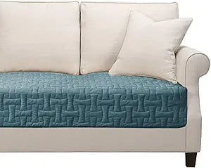Velvet Sectional Couch Covers, Waterproof Sofa Seat Covers for 3 Cushion Couch, Non-Slip Couch Cover for Dogs Pets Kids Sofa L Shaped Furniture Protector, 30 x 82 Inch Blue(1 Piece)