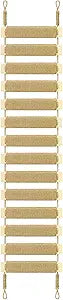 Cat Ladder for Indoor Cats, Cage Accessories, Climber, Bridge, Tree, Tower, Scratching Board, Suitable for Most Small and Medium Sized Cats (Upgraded Adjustable Natural Wood, 40in)