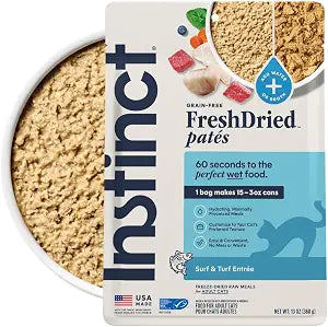 Instinct FreshDried Pates, Freeze Dried Cat Food, Surf & Turf, 13 oz. Bag