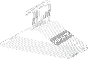 Yuntau 20 Pcs Wire Hangers Bulk Dry Cleaner Hangers,White