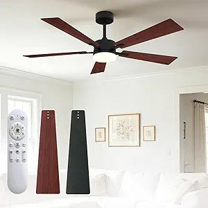 Ceiling Fans with Lights, 52 Inch Low Profile Smart Ceiling Fan with Light & Remote Control, Noiseless 5 Blades 3CCT Dimmable for Bedroom Living Room Dining Room