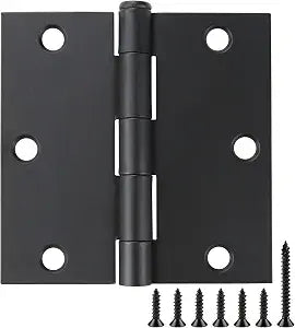 18 Pack Matte Black Door Hinges 3.5 x 3.5 Inch with Square Corners