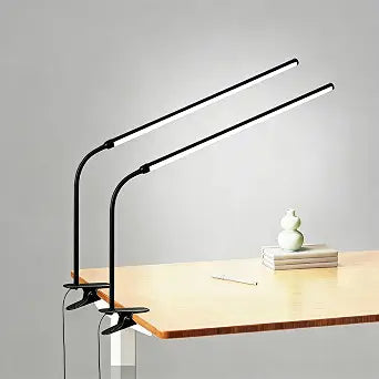 2 Pack LED Desk Lamp with Clamp, Dimmable Clip on Light for College Dorm Room, Eye-Friendly Reading Study Lamp for Students, Flexible Gooseneck Bedside Light, Home Office Desk Lights Bedroom