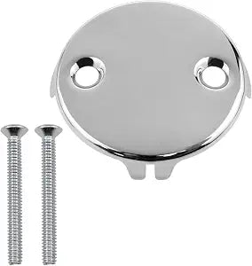 Lovelysp Stainless Steel Universal Bathtub Drain Two Hole Overflow Face Plate Universal Bathtub Overflow Drain Face Plate 2 Hole Tub Overflow Drain Plat with Mounting Screws 1PCS