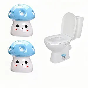 2 Pcs Ceramic Mushroom Toilet Floor Bolt Caps, Cute Toilet Bolt Covers Decorative, Decorative Bathroom Toilet Bolt, Toilet Bolt Cover for Bottom Easy Installation (Blue-Mushroom)