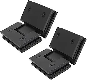 135 Degree Glass Shower Door Hinges Heavy Duty Solid Brass, Shower Door Hardware Replacement for 5/16"(8mm) - 1/2"(12mm) Thickness Tempered Glass (Black, 2 Pack, 135 Degree)