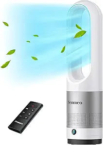 Bladeless Fan for Bedroom, 22" Tower Fan with Remote, 8 Speeds, 9 Hour Timer, 90┬░ Oscillating, LED Display with Auto Off, Easy to Clean, Bladeless Desk Fan for Bedroom, Kitchen, Office