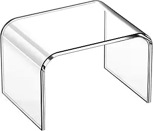 Acrylic Step Stool 9in Step Stools for Kids 250-LBS Capacity Rounded and Sturdy Corner Bedroom Kitchen Bathroom Assistance Step Stool Easy to Clean