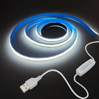 ZSLAIFU COB LED Strip Lights White 6.56ft, 5V Dimmable LED Light Strip, Flexible USB LED Lights for TV, TV Backlighting, Bedroom, Kitchen, Home DIY Lighting