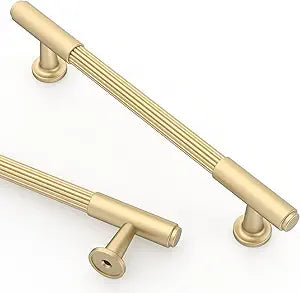 Asidrama 10 Pack 5 Inch(128mm) Brushed Gold Cabinet Pulls Kitchen Cabinet Handles Gold Cabinet Pulls Kitchen Cabinet Hardware for Cupboard Drawer