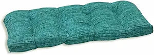 Pillow Perfect Remi Solid Indoor/Outdoor Wicker Patio Sofa/Swing Cushion Tufted, Weather and Fade Resistant, 19" x 44", Blue