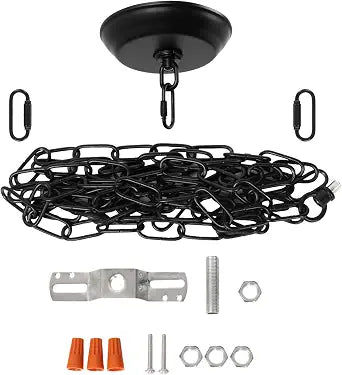 10 Feet Heavy Duty Black Chain with 5" Light Canopy Kit for Chandelier, Swag Light Kit Light Fixture Mounting Bracket for Hanging Light