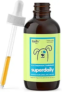 Taily Multivitamin with Liquid Collagen for Dogs and Cats  12-in-1 Super Daily Formula for Joint, Gut, Allergy, Immune, Skin, Coat, and Urinary Tract Support - Liquid Collagen, Glucosamine for Dogs
