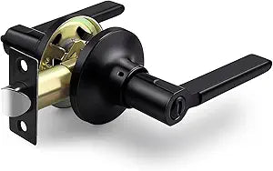 GOBEKOR 6 Pack Matte Black Door Handles Interior,Heavy Duty Privacy Door Levers with Lock,Sleek Round Interior Door Handles for Bedroom and Bathroom with No Key