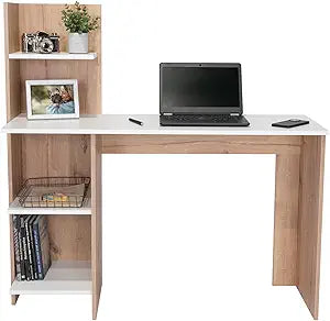 Tuhome Vilna 120 Writing Desk with Four Shelves, Modern and Functional Home Office Desk, Ideal for Study or Work