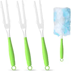3PCS Duster Refills Folding Handles Set Compatible with Swiffer Dusters,Disposable Static Dust Removal Brush Handle for Dusting Electronics,Furniture,Blinds,Ceiling Fans (3, Green)