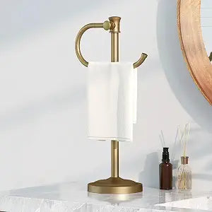 BESy Stand Hand Towel Holder, Countertop Towel Bar, Antique Brass