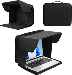 Laptop Sun Shade for Working Outside, Fits 12-17 inch Laptop, Blocks Sunlight and Reduces Glare, Lightweight Foldable Design, Easy Carry, Portable Computer Sunshade for Outdoor Work, Travel,Beach