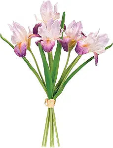 Melrose Artificial Iris Floral Bundles - 15.5" - Purple and Green - Set of 2