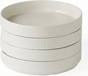 famiware Star 7.5" Pasta Bowls Set, Salad Bowl Set of 4, Double Reactive Glaze, Stackable, Perfect for Your Friend for Housewarming, Thanksgiving, Christmas, Matte White