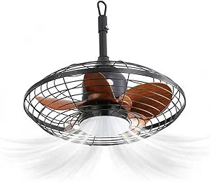 Ceiling Fans with Lights 20 Inch Downrod Mount Hanging Fan LED 18W 3CCT 5 ABS Blades DC Motor with Hanging and Hook for Outside Patios Pergola