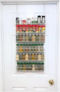 Evelots Over the Door Spice Rack Organizer, 6-Tier, Holds 54 Spices, White