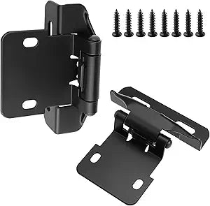 SDTC Tech 24-Pack Overlay Cabinet Door Hinges 9/32 Inch Self Closing Semi Partial Wrap Around Hinges for Kitchen Cabinets, Cupboard, Furniture, with Mounting Screws, Matte Black