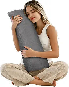 6.6lbs Weighted Pillow for Adult Deeper Sleep, 28 * 12 inch Weighted Body Pillow with Raised Dot Cover, Tactile Sensory Huggable Throw Pillows, Chemical-Free Fabric, Better Sleep on Couch