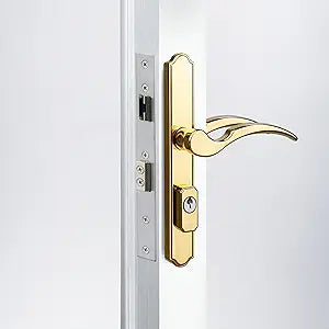 House Guard Storm Door Handle Replacement with Lock, Fits Storm & Screen Doors, Compatible with 1.1-1.97 Inch Thick Doors, 0.87 Inch & 1.02 Inch Backset Options (Brass)