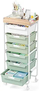 APEXCHASER Utility Cart with 6 Drawers,Rolling Storage Cart for Crafters Artists Kids Teacher Student Storage Arts Crafts & Sewing Study Supplies in Craft Room Dorm Classroom Kids Room-Green