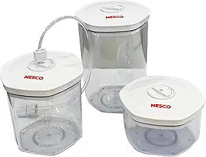 NESCO 3-Piece Vacuum Canister Set  BPA-Free Food Storage Containers with Lids, for Marinating, Meal Prep, Pantry Organization, Compatible with Vacuum Sealers
