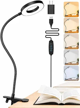 Clip on Lamp,5 Colors+10 Brightness Memory LED Desk Lamp with Clamp Light