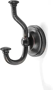 khtumeware 3 Pack 4-1/2 inch Zinc Alloy Oil Rubbed Bronze Large Coat Hooks Suitable for Tile, Wood Board, Glass Walls, Bathroom, Entrance Hall, Kitchen, Multi-Functional Venetian Robe Hooks