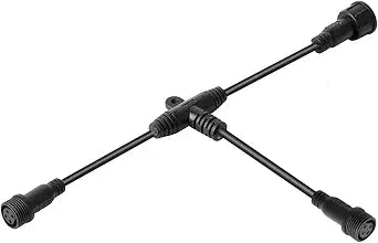 BTF-LIGHTING 5 PCS 4 Core 4 PIN Black Plastics IP65 T Shape Tee Big Size Connector 1 Male Ends 2 Female End 0.5mm/20AWG 22mm Nut